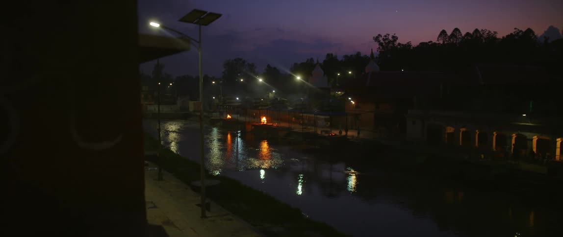 A river running through the middle of a city area