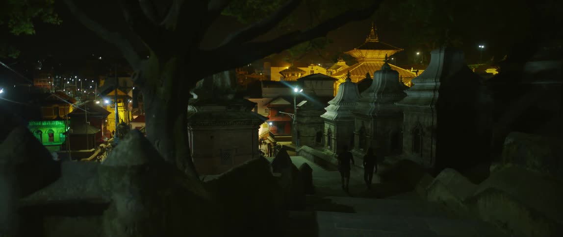 People walking in a city with buildings and trees
