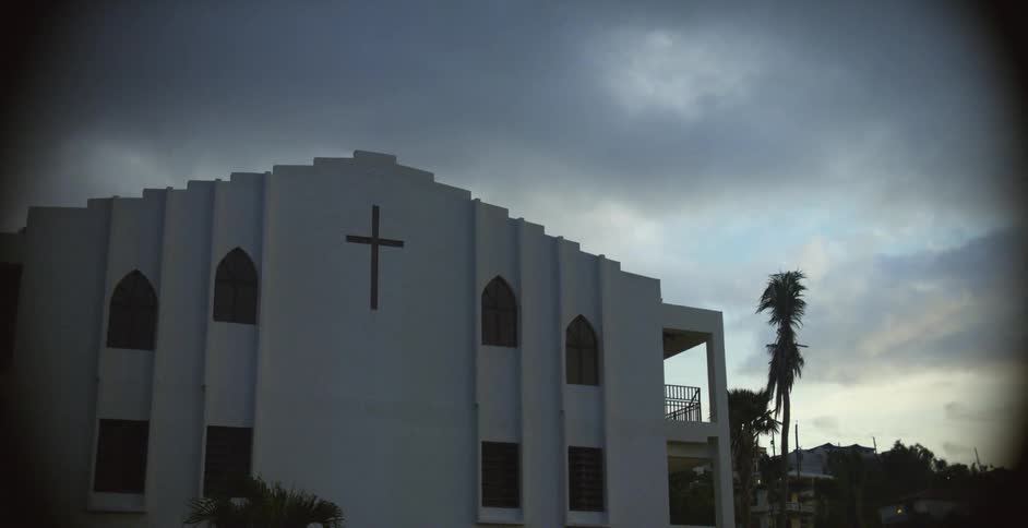 A church in a neighborhood