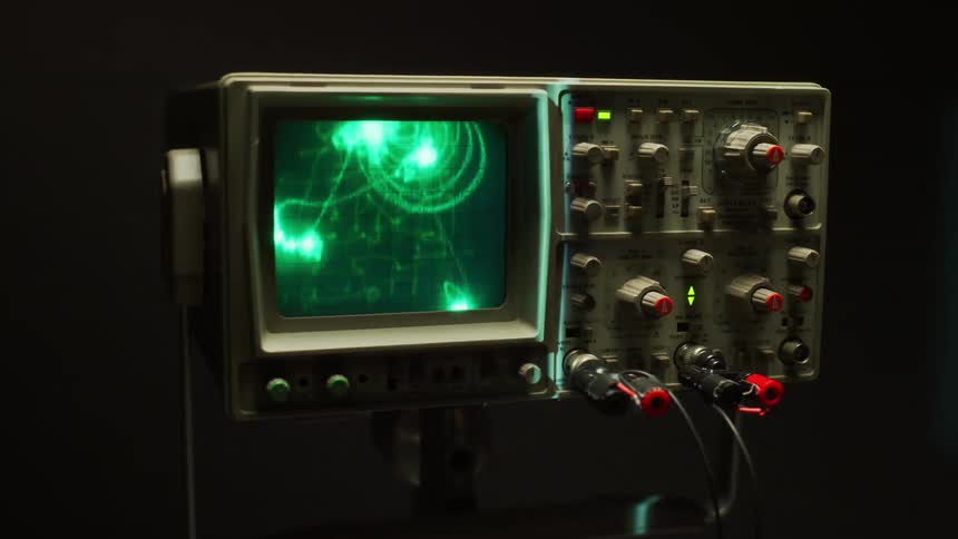 Oscilloscope shows various graphics on its display