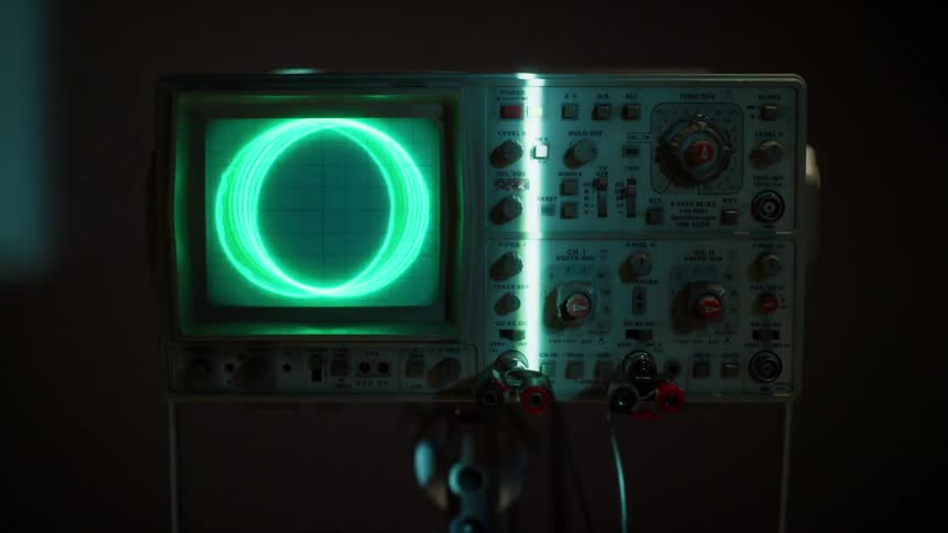 Lights move on a screen on an oscilloscope