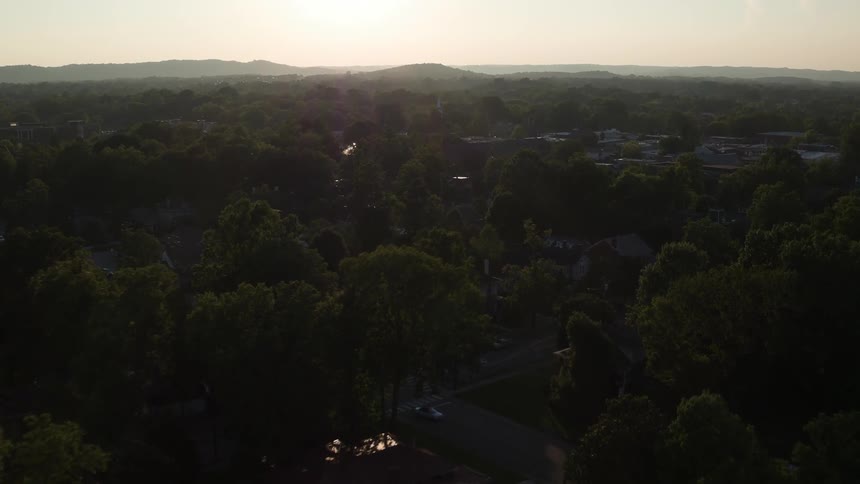 A wooded town during the day