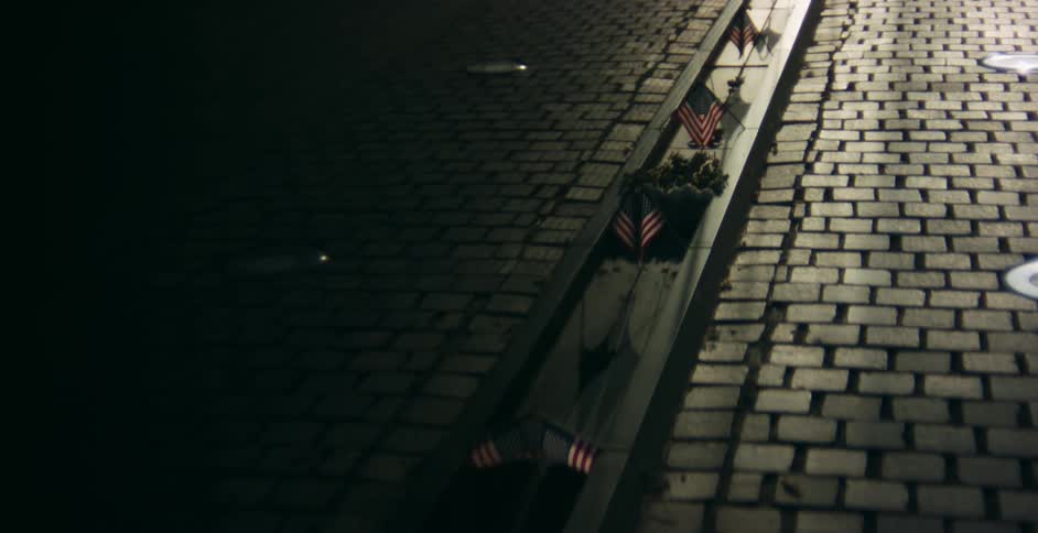 American flags next to Vietnam War Memorial Wall