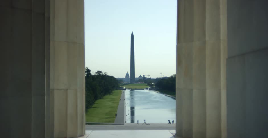 Washington monument and lincoln memorial reflecting pool