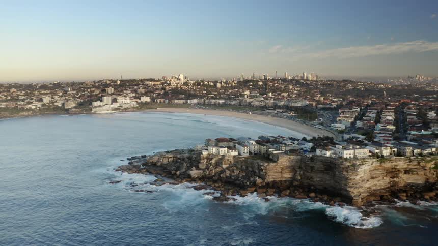 The coast of a metropolis on a sunny day
