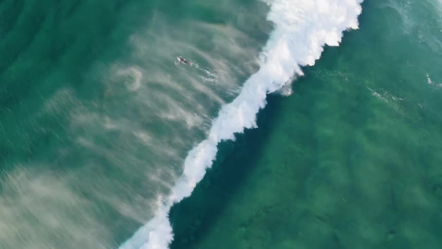 People surfing on wave in ocean