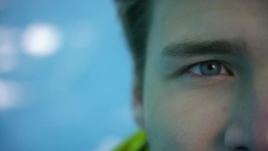 Close up of man with blue eyes