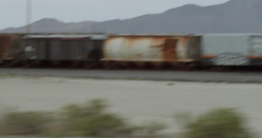 Traveling view of a train on a track