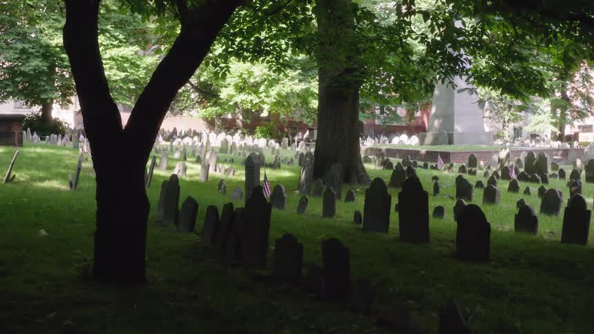 Headstones in a cemetery