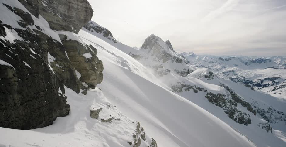 Snow is covering the mountains in winter