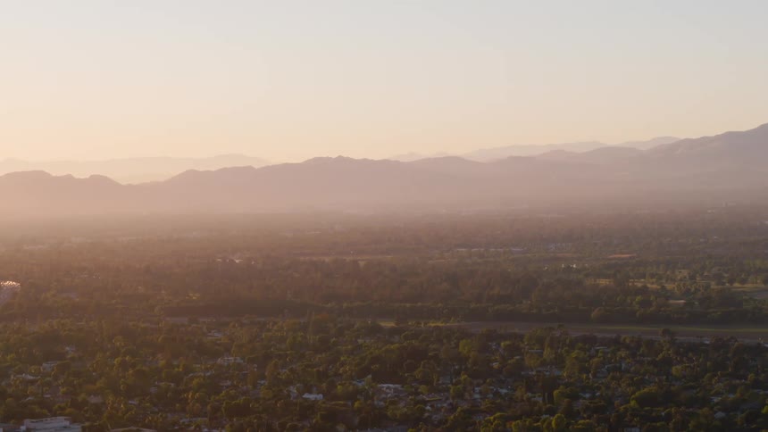 City buildings in the distance on a hazy day