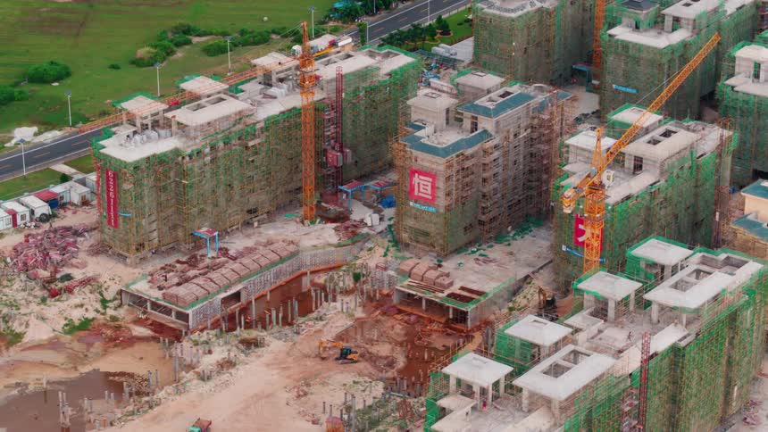 A view of apartments being built