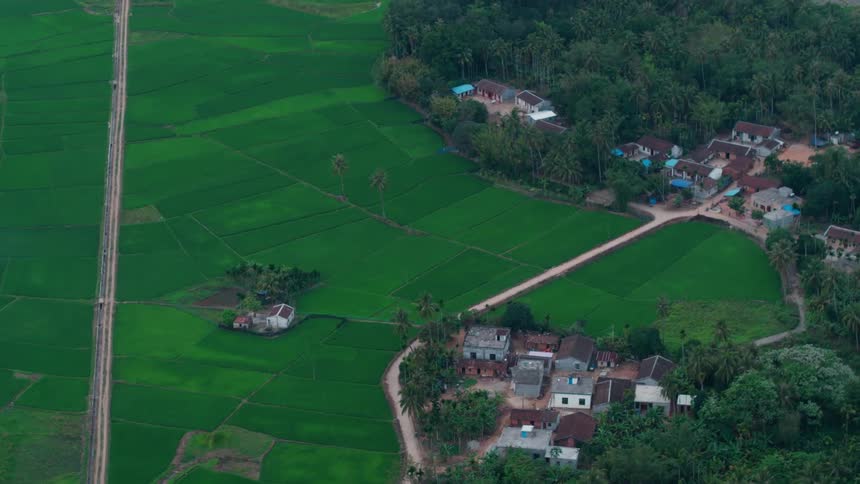 Village and farmland in tropical area of China