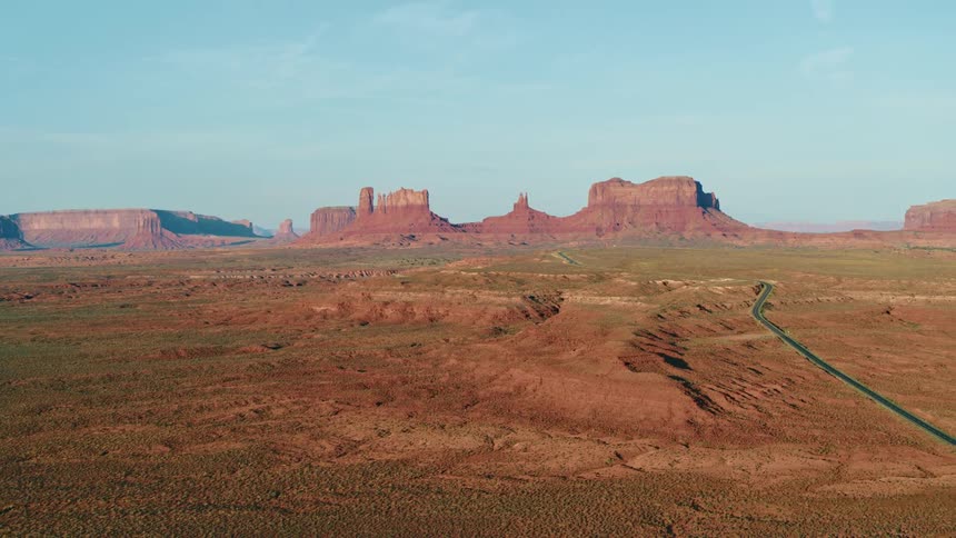 Aerial view of a canyon is displayed