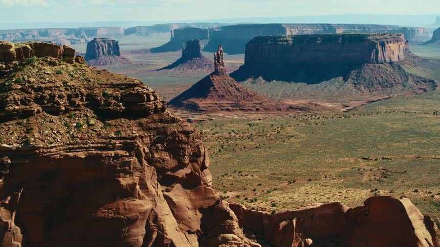 An aerial view of large rock formations in nature
