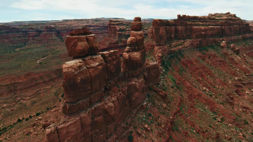 Aerial view of canyons are displayed