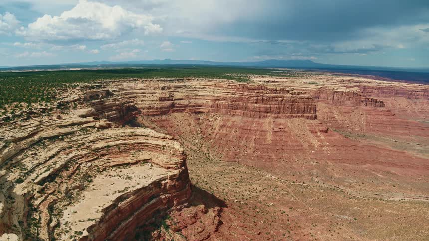 Aerial view of canyons are displayed