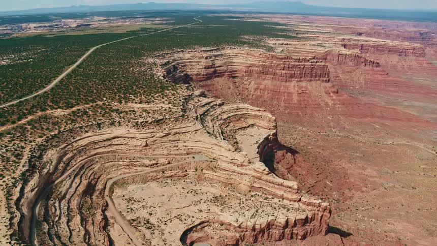 Aerial view of canyons are displayed in spring
