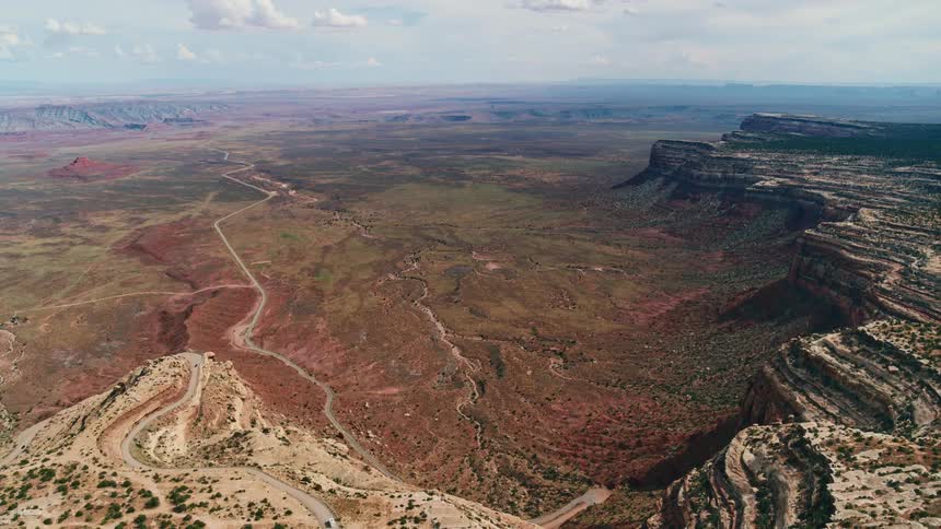 An aerial view of mountains is displayed