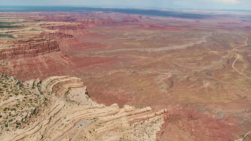 An aerial view of the badlands