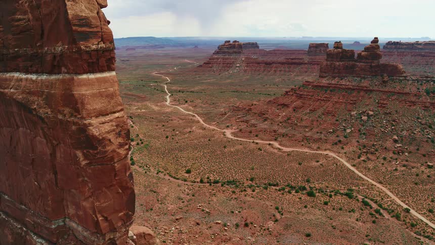 Aerial view of canyons are displayed in spring