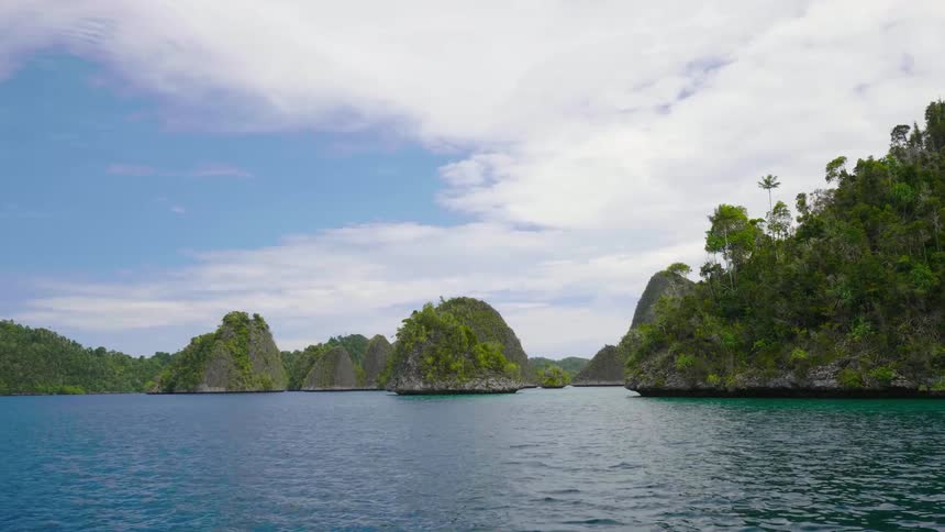 A landscape view of islands in the water