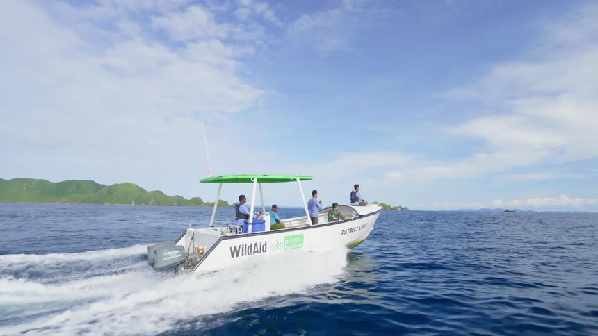 A patrol boat with rangers