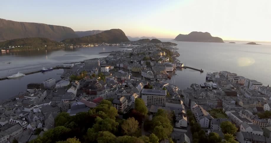 Quaint and small town next to body of water