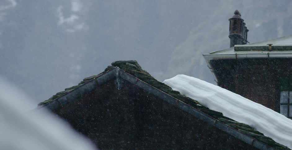 Its snowing in a neighborhood