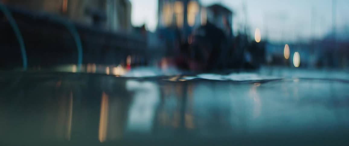 A diver in the water with their head above the surface