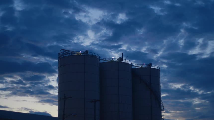 Heavy clouds are over the plant