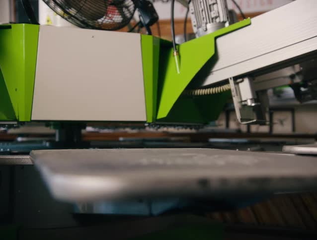 Platforms rotate at center of machine near fan