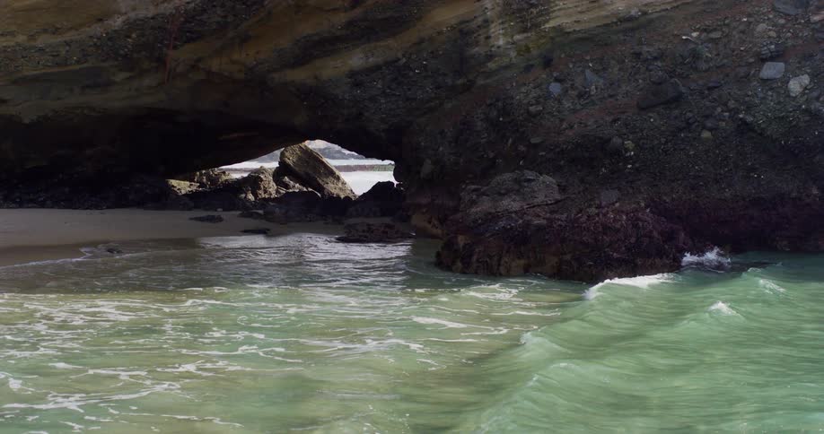 Waves rolling on to the shore