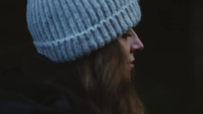 A person is walking outside