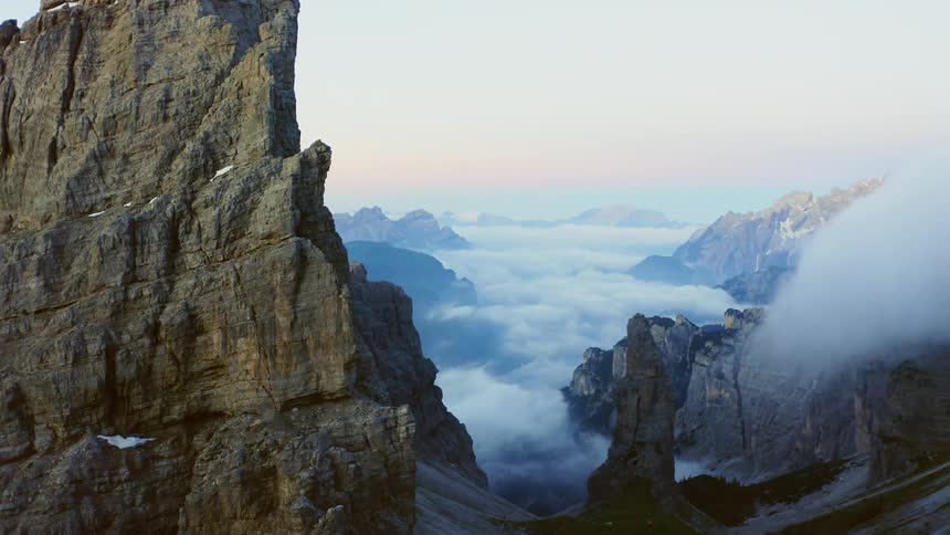 Aerial view of clouds over a mountain range