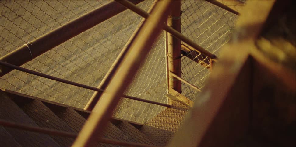 Close up of a fenced in stairwell