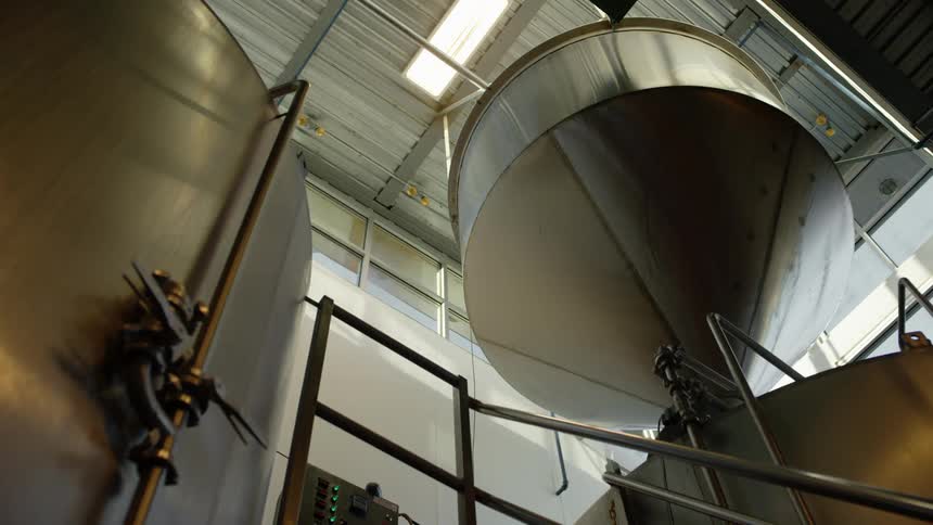 Large metal vats in a factory