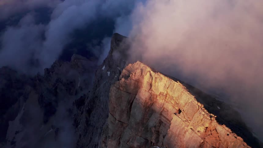 Aerial view of mountains are displayed