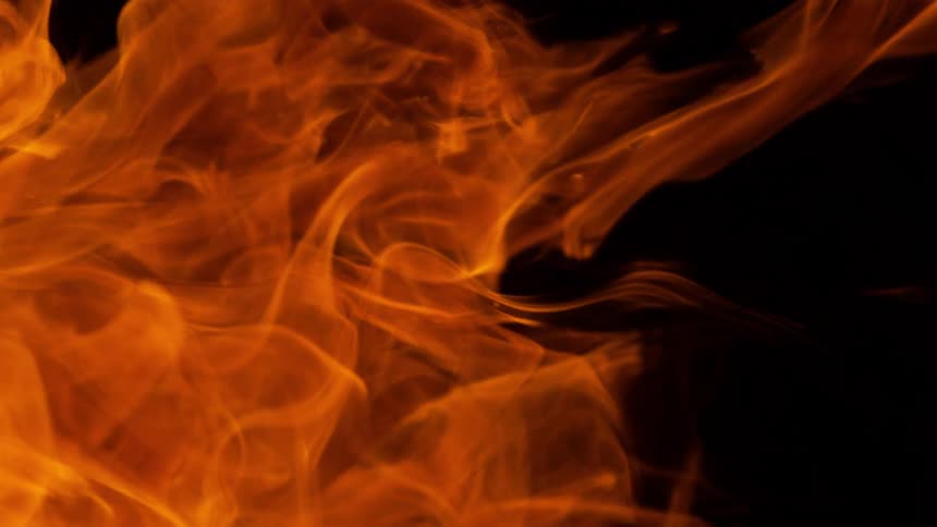 Flames burning in the darkness