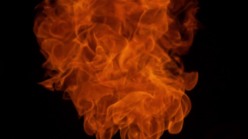 Fire burning with a black background