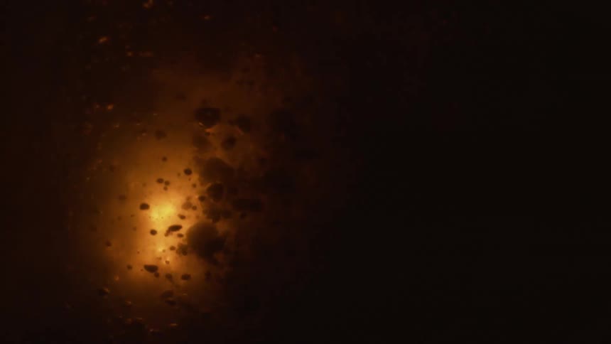 Sparks fly from an underwater fire