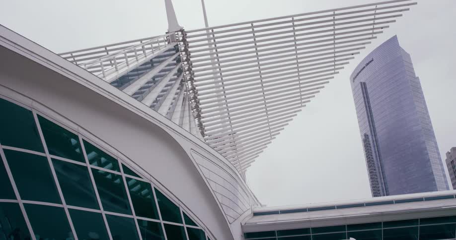 A building has futuristic and unique architecture and distinctive exterior design