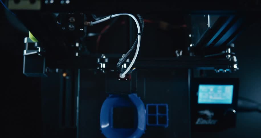 Birds eye view of a machine working in a factory