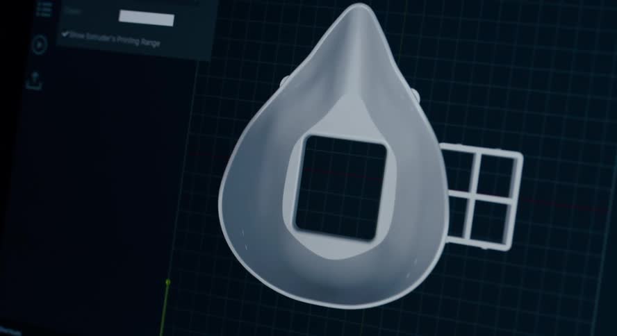A 3d prototype is rendered on a computer monitor