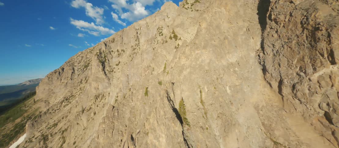 Aerial view of mountains in spring is displayed