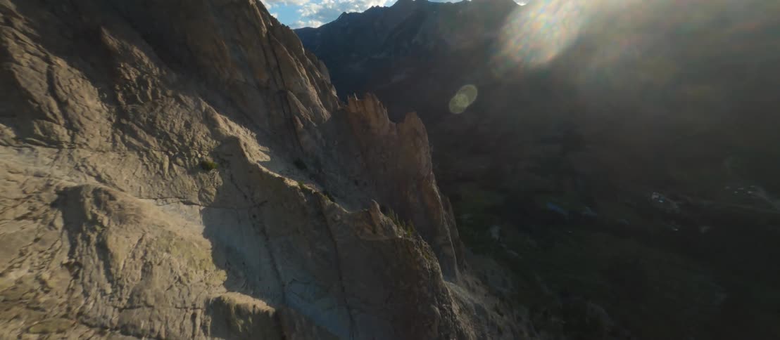 Aerial view of mountains is displayed