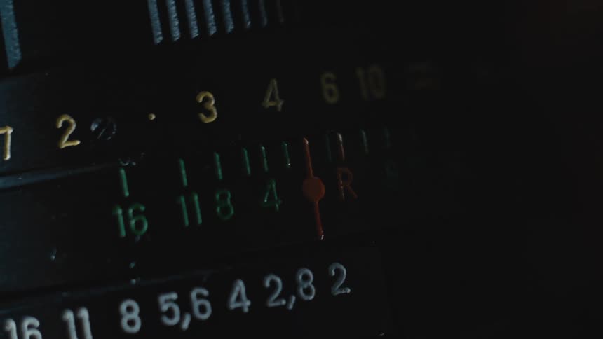 A rotating camera lens with numbers