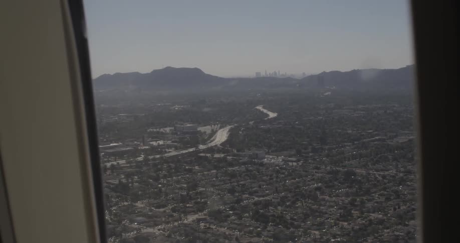 View of a town below from an airplane