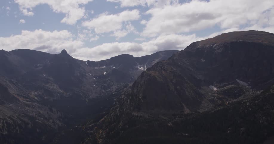 Aerial view of a large mountain range