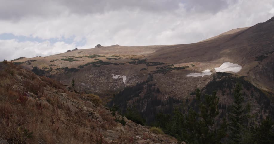 View of a mountainside on a cloudy day